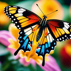 Detailed Macro Shot of a Realistic Butterfly with Vibrant Wing Patterns
