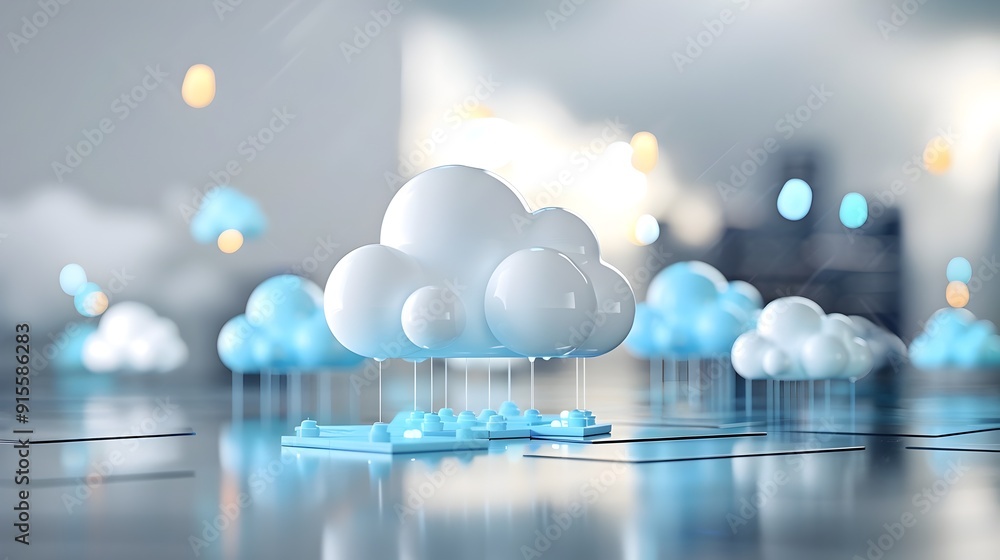 Poster Cloud Computing Concept - 3D Render.