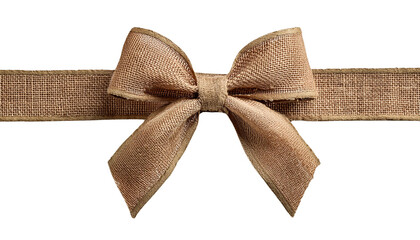 A close-up of a rustic burlap bow, showcasing its textured fabric against a stark PNG Transparent background, perfect for natural decor themes.
