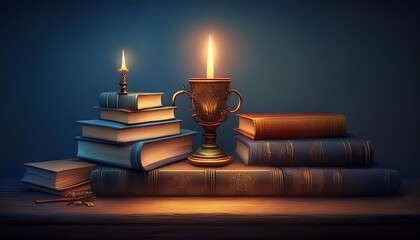 candle and books