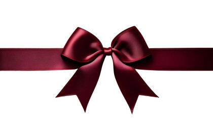 A sophisticated burgundy bow crafted from textured ribbon on a PNG Transparent background, highlighting luxury and elegance. 
