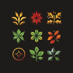 Obraz premium Harmonious Seasons: Nature-Inspired Logo Design Unified in Four Parts