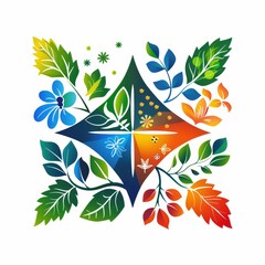 Harmonious Seasons Emblem: Logo Design with Spring, Summer, Autumn, and Winter Elements in Unity