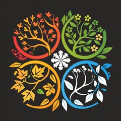 Seasonal Harmony - Logo Design with Spring, Summer, Autumn, and Winter Elements Unified