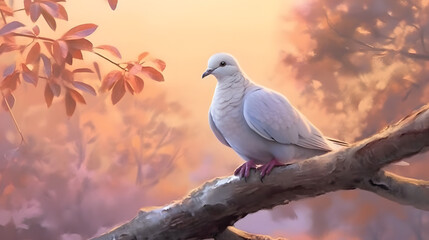 Fototapeta premium Dove in nature Watercolor Style