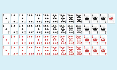 different types of  vector playing cards isolated and separated on green background, game assets, animation elements