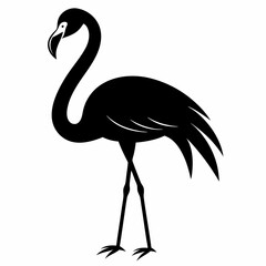 Obraz premium Flamingo isolated on white, flamingo vector illustration, bird on a branch vector art, flamingo silhouette, bird vector icon, flamingo on a branch vector, eps, flamingo on a branch cartoon