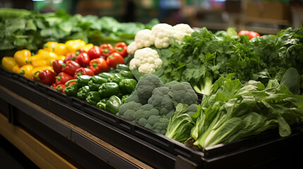 Vegetable Display in the Supermarket.