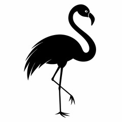 Flamingo isolated on white, flamingo vector illustration, bird on a branch vector art, flamingo silhouette, bird vector icon, flamingo on a branch vector, eps, flamingo on a branch cartoon