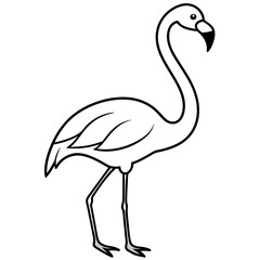 Naklejka premium Flamingo isolated on white, flamingo vector illustration, bird on a branch vector art, flamingo silhouette, bird vector icon, flamingo on a branch vector, eps, flamingo on a branch cartoon