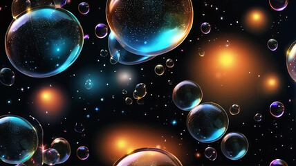 Soap bubbles on a dark background close up ai photo