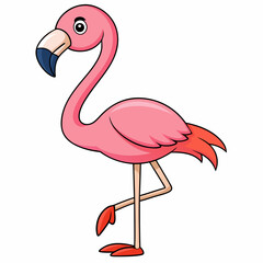 Flamingo isolated on white, flamingo vector illustration, bird on a branch vector art, flamingo silhouette, bird vector icon, flamingo on a branch vector, eps, flamingo on a branch cartoon