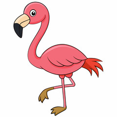 Flamingo isolated on white, flamingo vector illustration, bird on a branch vector art, flamingo silhouette, bird vector icon, flamingo on a branch vector, eps, flamingo on a branch cartoon