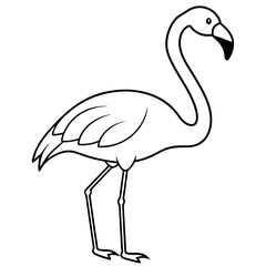 Fototapeta premium Flamingo isolated on white, flamingo vector illustration, bird on a branch vector art, flamingo silhouette, bird vector icon, flamingo on a branch vector, eps, flamingo on a branch cartoon
