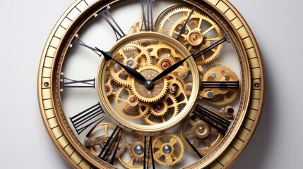 Obraz premium Golden Clock Face with Exposed Gears