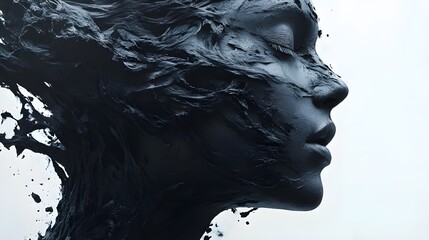 Fototapeta premium a woman acrylic color art of portrait of a person with brush color water. Generative AI