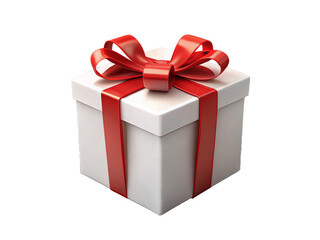 Obraz premium white gift box with red ribbon and bow on transparent background, png photo