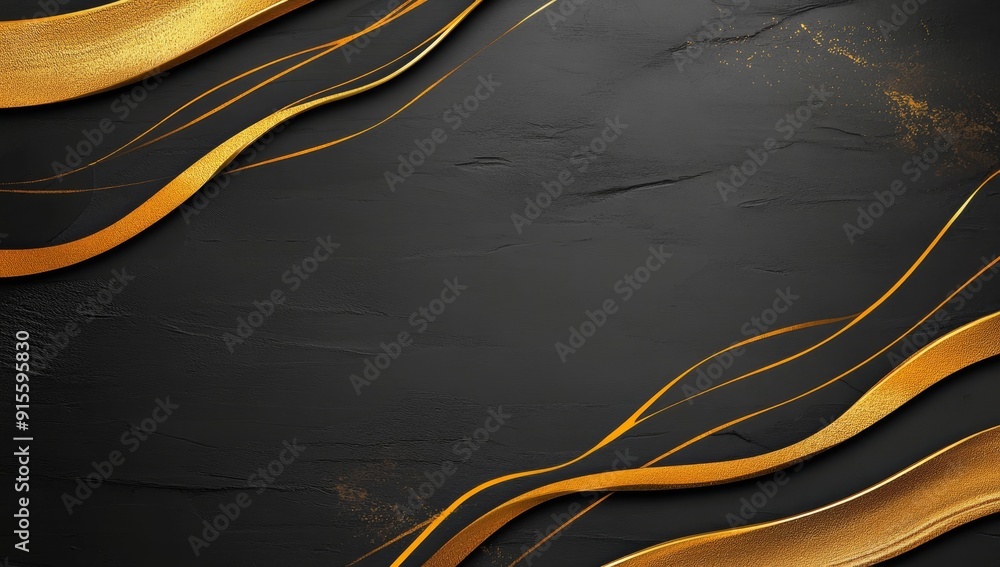 Poster a dark background with gold brush strokes, creating an elegant and sophisticated atmosphere.