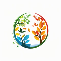 Fototapeta premium Seasonal Splendor - Nature Logo Design with Unique Sections for Each Season