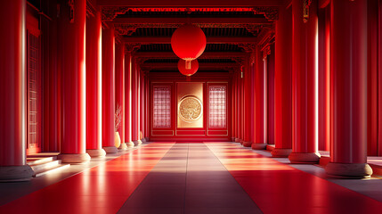 red curtains with columns ai generative 