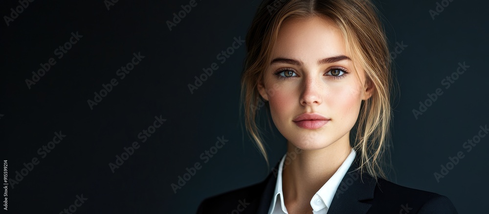 Poster portrait of a young attractive businesswoman. with copy space image. place for adding text or design