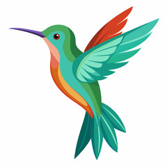Obraz premium Hummingbird isolated on white, hummingbird vector illustration, bird on a branch vector art, hummingbird silhouette, bird vector icon, hummingbird on a branch line art, eps, hummingbird on a branch ca