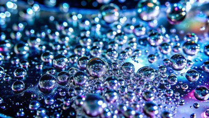 Close-up of Sparkling Water Droplets