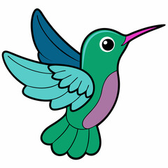 Obraz premium Hummingbird isolated on white, hummingbird vector illustration, bird on a branch vector art, hummingbird silhouette, bird vector icon, hummingbird on a branch line art, eps, hummingbird on a branch ca