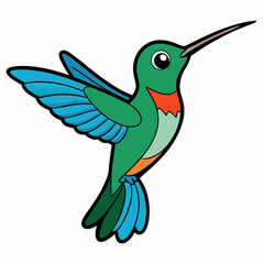 Obraz premium Hummingbird isolated on white, hummingbird vector illustration, bird on a branch vector art, hummingbird silhouette, bird vector icon, hummingbird on a branch line art, eps, hummingbird on a branch ca