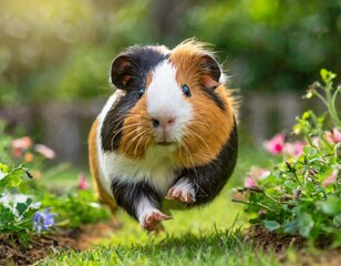 photo of Joyful Guinea Pig Sprinting on the beach