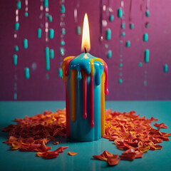 Calming Water Reflections with Candles Ai photo