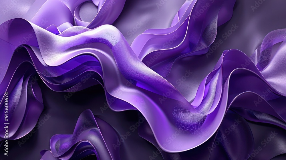 Poster a captivating 3d abstract background with iridescent purple biomorphic shapes, smoothly morphing and