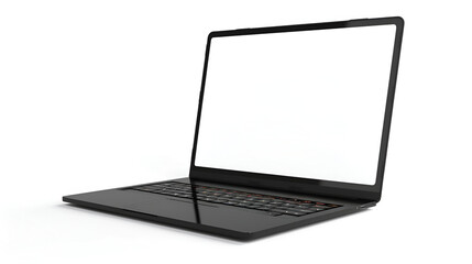 modern laptop computer isolated on the white background ,Laptop in a metal case with a white blank screen, The laptop on the table 