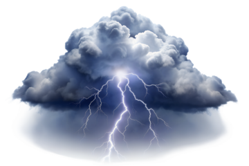 Lightning is emerging from the clouds png