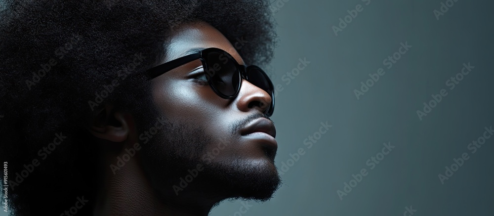 Poster Stylish Afro man. with copy space image. Place for adding text or design