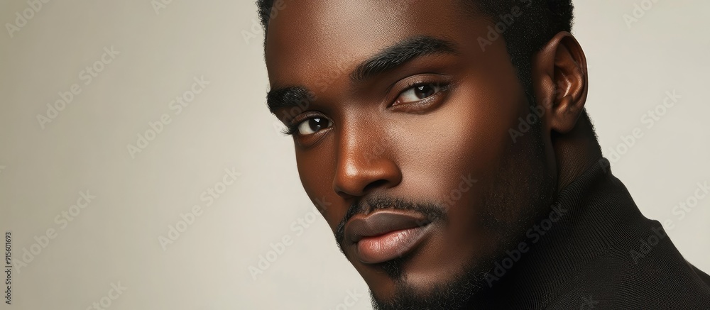 Poster An appealing African American man posing in a studio against a plain background. with copy space image. Place for adding text or design