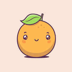 Orange fruit, cute kawaii cartoon mascot character vector illustration