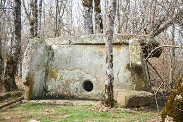An ancient Stone Age dolmen structure.