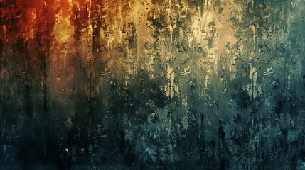 Close-up of painting with red and blue background