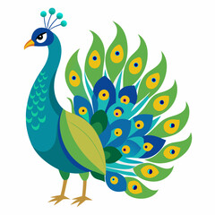 Peacock isolated on white, peacock vector illustration, bird on a branch vector art, peacock silhouette, bird vector icon, peacock on a branch line art, eps, peacock on a branch cartoon