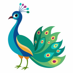 Peacock isolated on white, peacock vector illustration, bird on a branch vector art, peacock silhouette, bird vector icon, peacock on a branch line art, eps, peacock on a branch cartoon