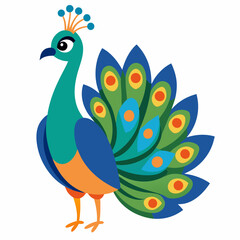 Peacock isolated on white, peacock vector illustration, bird on a branch vector art, peacock silhouette, bird vector icon, peacock on a branch line art, eps, peacock on a branch cartoon