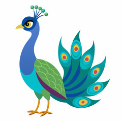 Peacock isolated on white, peacock vector illustration, bird on a branch vector art, peacock silhouette, bird vector icon, peacock on a branch line art, eps, peacock on a branch cartoon