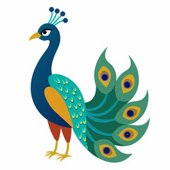 Peacock isolated on white, peacock vector illustration, bird on a branch vector art, peacock silhouette, bird vector icon, peacock on a branch line art, eps, peacock on a branch cartoon