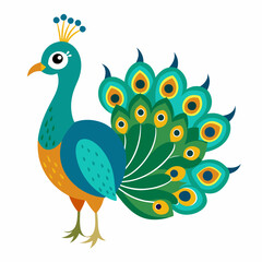 Peacock isolated on white, peacock vector illustration, bird on a branch vector art, peacock silhouette, bird vector icon, peacock on a branch line art, eps, peacock on a branch cartoon