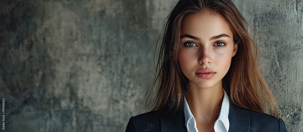 Poster portrait of a young attractive businesswoman. with copy space image. place for adding text or design