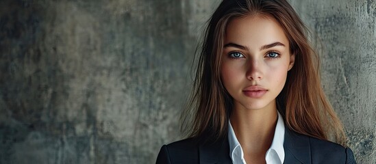 Fototapeta premium Portrait of a young attractive businesswoman. with copy space image. Place for adding text or design