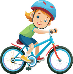 Happy boy wearing helmet riding bike cycling outdoors