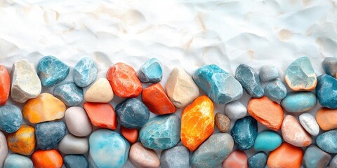 Colorful Smooth Stones on a White Surface