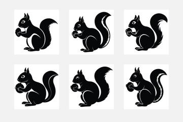 Minimal squirrel silhouette on white background artwork set decor ideas
